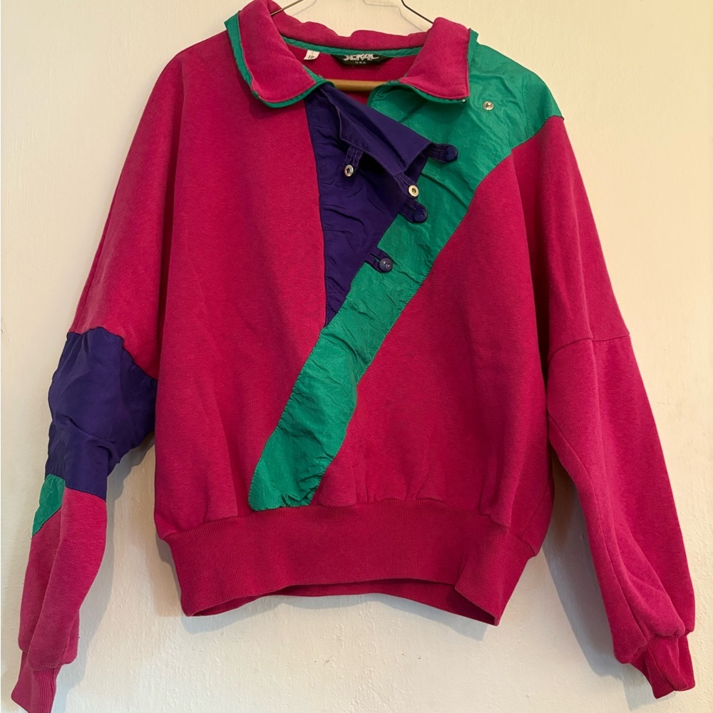 Vintage Multicolor Women's Sweater with Cowl Neck